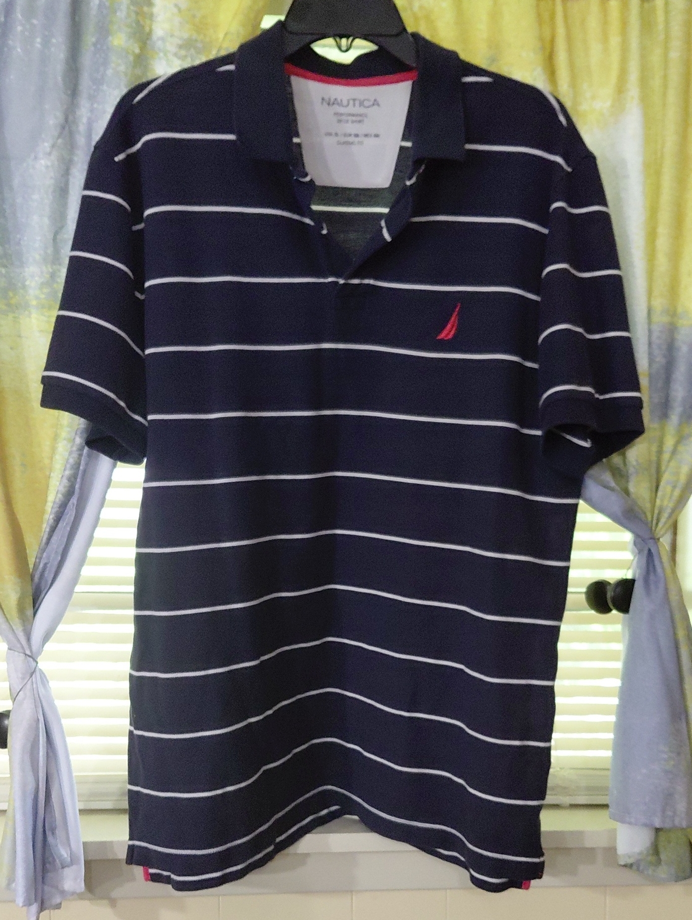 Nautica Men's Navy Stripe Polo Shirt Xl
